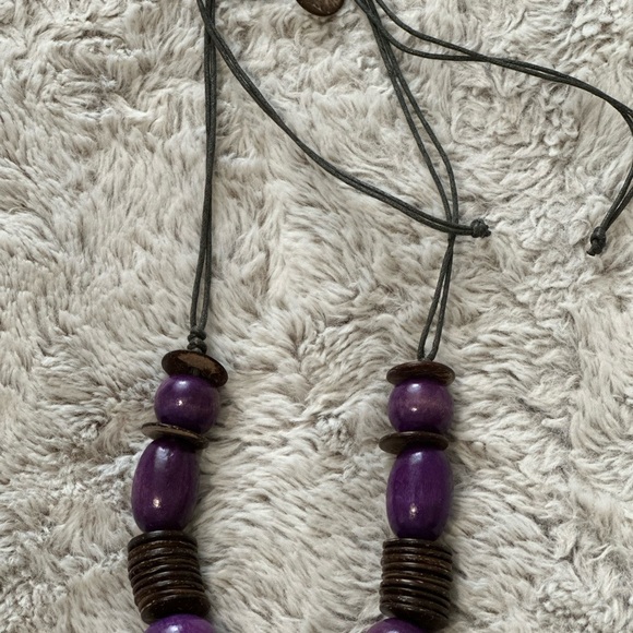 Purple and Brown Beaded Necklace and earrings set - Picture 3 of 4